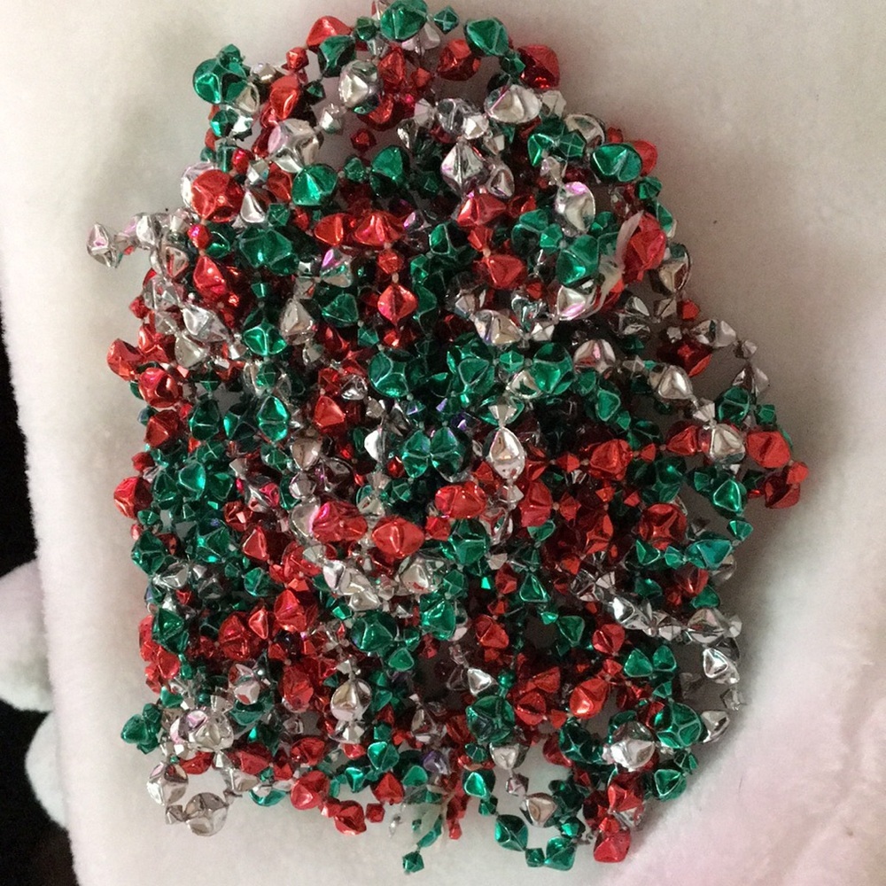 Festive Red, Green, and Silver Jingle Bell Garland